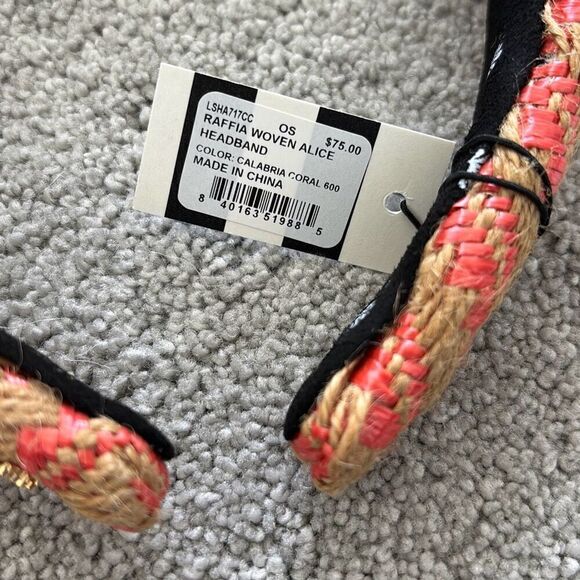 NWT LELE SADOUGHI CALABRIA CORAL RAFFIA WOVEN ALICE HEADBAND $80 - Picture 5 of 5